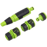 4 Piece Deluxe Garden Hose Spray Nozzle Connector Set