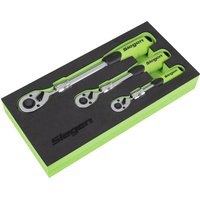 3 Piece Combination Drive Extendable Ratchet Set Module Tray Combination