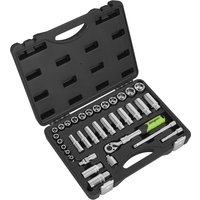 34 Piece 3 8" Drive Socket Set Extendable Ratchet 3 8"