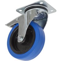 Sealey Swivel Plate Total Lock Castor Blue Elastic 125mm Sealey Swivel Plate Total Lock Castor Blue Elastic 125mm
