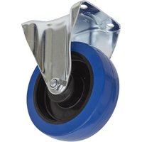 Sealey Fixed Plate Castor Blue Elastic 160mm Sealey Fixed Plate Castor Blue Elastic 160mm