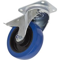 Sealey Swivel Plate Total Lock Castor Blue Elastic 160mm Sealey Swivel Plate Total Lock Castor Blue Elastic 160mm