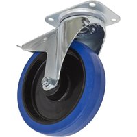 Sealey Swivel Plate Total Lock Castor Blue Elastic 200mm Sealey Swivel Plate Total Lock Castor Blue Elastic 200mm