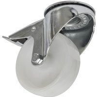 Sealey Bolt Hole Swivel Total Lock Castor White 100mm Sealey Bolt Hole Swivel Total Lock Castor White 100mm