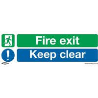 Rigid Plastic Fire Exit Keep Clear Sign Pack 10