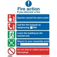 Rigid Plastic Fire Action Without Lift Sign Pack 10