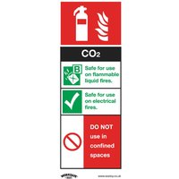 Self Adhesive Vinyl CO2 Fire Extinguisher Sign Pack 10