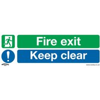 Rigid Plastic Fire Exit Keep Clear Large Sign Pack 10