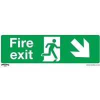 Rigid Plastic Fire Exit Arrow Down Right Sign