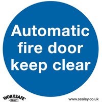 Rigid Plastic Automatic Fire Door Keep Clear Sign Pack 10
