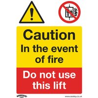 Sealey Rigid Plastic Caution Do Not Use Lift in Fire Sign 150mm 200mm Standard Sealey Rigid Plastic Caution Do Not Use Lift in Fire Sign 150mm 200mm Standard