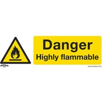 Self Adhesive Vinyl Danger Highly Flammable Sign Pack 10