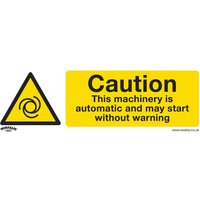 Rigid Plastic Caution Automatic Machinery Sign Pack 10