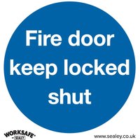 Self Adhesive Vinyl Fire Door Keep Locked Shut Sign Pack 10