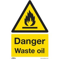 Rigid Plastic Danger Waste Oil Sign Pack 10