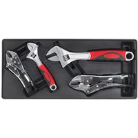 Sealey 4 Piece Locking Plier and Adjustable Spanner Set in Module Tray Sealey 4 Piece Locking Plier and Adjustable Spanner Set in Module Tray