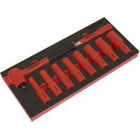 10 Piece 1 2" Drive VDE Insulated Socket Set Module Tray