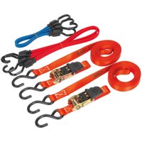 6 Piece Tie Down Ratchet Bungee Cord Set
