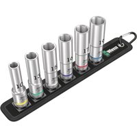 Wera 6 Piece 1/2" Drive Deep Hexagon Socket Set on Belt 1/2"