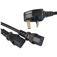 5m Y Power Splitter Cable UK Plug to 2x IEC Kettle Plugs Lead