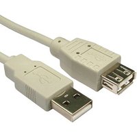 0.5m USB2.0 Type A (M) to Type A (F) Extension Cable - Beige