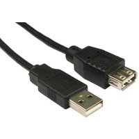 0.12m USB2.0 Type A (M) to Type A (F) Extension Cable - Black