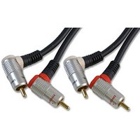 1.5m 90 Degree Angled Stereo Audio Phono Cable 2x phono Pure OFC