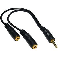 Headphone Splitter Cable 3.5mm Plug to 2 x Sockets Gold