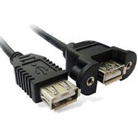 0.18m USB 2.0 Type A (F) to Type A (F) Panel Mount Cable - Black