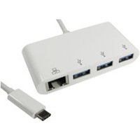 15cm Leaded USB TYPE C M TO 3x USB3.0 Hub With Gigabit RJ45