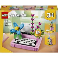 LEGO Creator 3 in 1 31169 Macchina da Scrivere con Fiori Giocattolo, Si Trasforma in Keytar o in Vaso, Idea Regalo 8+ Anni