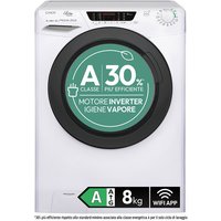 Candy Ultra, Lavatrice Carica Frontale 8 KG, 30% più efficente della classe A, 1400 giri, Bianco, Inverter, Vapore, Wi-Fi, Ciclo Igiene, HES 484TWMB10-S