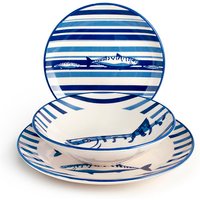 H&H Servizio Tavola 18 pezzi in stoneware decoro Puerto