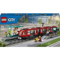 LEGO City 60423 Tram e Fermata del Tram, Treno Giocattolo da Costruire con Stazione e Vagoni Ferroviari, Giochi per Bambini 7+
