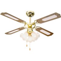 Electroline Ventilatore a soffitto 4 pale 105cm con luce ottone