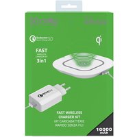 Celly WLKIT3IN1WH Caricabatterie per dispositivi mobili Telefono cellulare, Smartphone, Tablet Bianco USB Carica wireless Ricarica rapida Interno