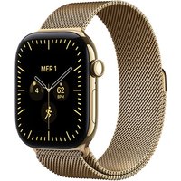 Apple Watch Series 12 GPS + Cellular, cassa 46 mm in titanio color oro brillante con loop in maglia milanese color oro brillante - M/L