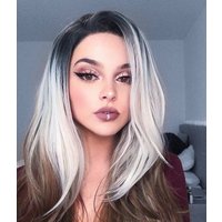 Bambi | Gray Brown Ombre Long Layered Synthetic Lace Front Wig