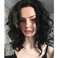 Night Elf | Black Shoulder Length Wavy Synthetic Lace Front Wig