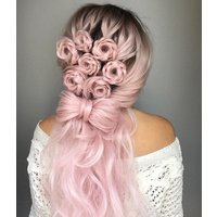 Dusty Rose | Pale Pink Long Wavy Synthetic Lace Front Wig