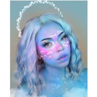 Pastel Glacial |Grayish-blue loose curl shoulder length lace front wig