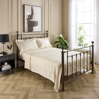 Hotel Pure Luxury 5* 100% Cotton Sateen Cream Single (180 x 260cm) Flat Sheet