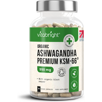Organic Ashwagandha KSM-66 | 90 Capsules |550mg with Black Pepper | UK Manufactured