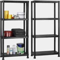 4-Tier Plastic Shelving Unit x2 – Black (138 x 60 x 30cm)