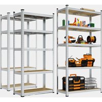 5-Tier Galvanised Steel Shelving Unit x3 – Silver (180 x 90 x 40cm)
