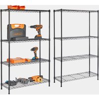 4-Tier Wire Metal Shelving Unit x2 – Black (130 x 80 x 30cm)