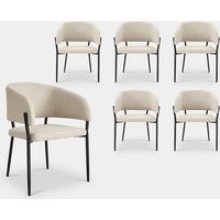 Oxford Set of 6 Mid-Century Dining Chairs – Cream