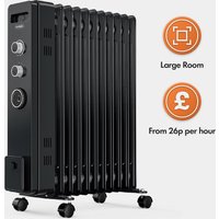 11 Fin Oil Filled Radiator with Timer 2500W - Black