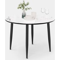 Vonhaus Dining Table - 4 Seater Kitchen Table for Dining Room - Round Marble Effect Dinner Table for 4 People - Circular Modern Dining Table