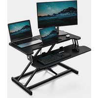 Gas Assisted Sit Stand Rising Workstation - Black